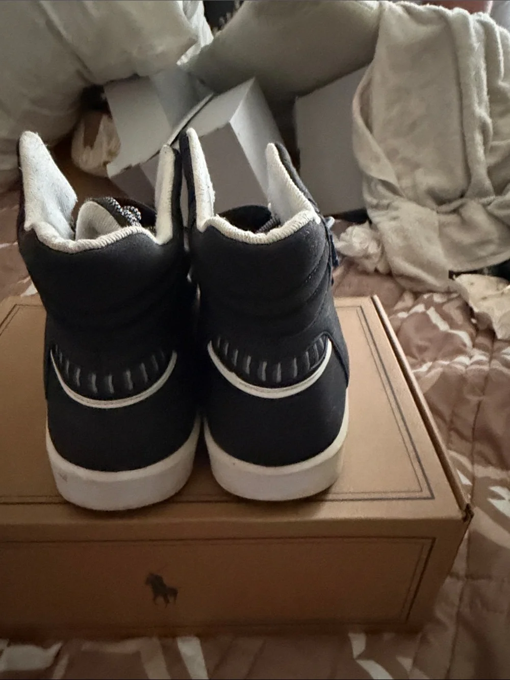 COOGI Black and White High-Top Sneakers with Flag Tab